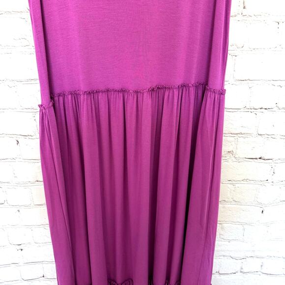 NWT Cupio Wms Small Jewel Plum Sleeveless Tiered Maxi Dress Ruffled Trim Boho - Picture 8 of 11